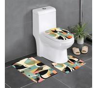 chenfandi Lot de 3 tapis de salle de bain motif chat art moderne du milieu du siècle, doux, absorbant, antidérapant, adapté pour salle de bain, toilettes, etc.