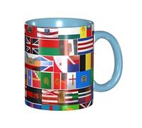 chenfandi Mug avec anse Motif drapeaux variés 330 ml Convient pour le thé chaud, le lait et autres boissons Passe au micro-ondes.