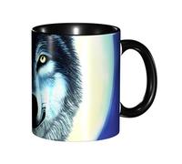 chenfandi Mug Wolf Under Moon - 330 ml - Avec anse - Convient pour le thé chaud, le lait et autres boissons - Passe au micro-ondes