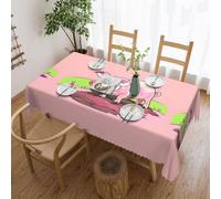 chenfandi Nappe rectangulaire rose porcelet, 183 x 137 cm, nappe lavable en polyester pour tables à manger, fêtes, buffets.