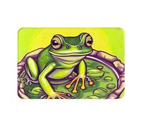 chenfandi Paillasson grenouille dans un étang absorbant et antidérapant, 60 x 40 cm, pour entrée, chambre à coucher.