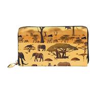 chenfandi Portefeuille à fermeture éclair pour animaux de la prairie africaine, portefeuille de grande capacité, portefeuille long, portefeuille multi-cartes, unisexe, Noir , Taille unique