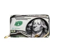 chenfandi Portefeuille à motifs de billets de banque, portefeuille à fermeture éclair, portefeuille de grande capacité, portefeuille long, portefeuille multi-cartes, et unisexe, Noir , Taille unique