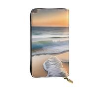 chenfandi Portefeuille Sunset Over The Waves, portefeuille à fermeture éclair pour femme, portefeuille long pour femme, portefeuille multi-cartes, et portefeuille d'embrayage, Noir , Taille unique