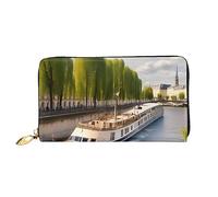 chenfandi Portefeuille View of The Seine, portefeuille à fermeture éclair, portefeuille de grande capacité, portefeuille long, portefeuille multi-cartes, et unisexe, Noir , Taille unique