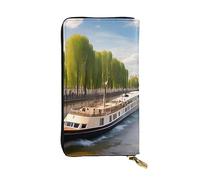 chenfandi Portefeuille View of The Seine, portefeuille à fermeture éclair pour femme, portefeuille long pour femme, portefeuille multi-cartes et portefeuille d'embrayage, Noir , Taille unique