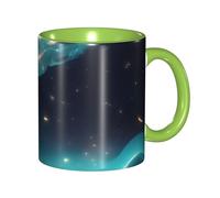 chenfandi Tasse avec anse pour thé chaud, lait et autres boissons - Passe au micro-ondes - 330 ml - Motif étoiles de science-fiction