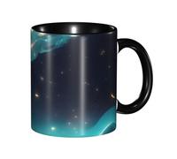 chenfandi Tasse avec anse pour thé chaud, lait et autres boissons - Passe au micro-ondes - 330 ml - Motif étoiles de science-fiction