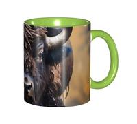 chenfandi Tasse Bison d'Amérique du Nord - 330 ml - Avec anse - Convient pour le thé chaud, le lait et autres boissons - Passe au micro-ondes.