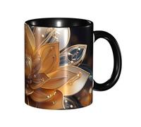chenfandi Tasse blanche délicate fleur de lotus 330 ml avec anse, convient pour le thé chaud, le lait et autres boissons, passe au micro-ondes.