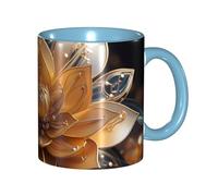 chenfandi Tasse blanche délicate fleur de lotus 330 ml avec anse, convient pour le thé chaud, le lait et autres boissons, passe au micro-ondes.