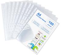 Cheng-100 Pochettes Perforée Perforées A4 Pochettes Transparentes Pochettes En Plastique Pp Pour La Conservation Et La Protection Des Documents,Papiers Et Dossiers(30.5 * 23.5cm)
