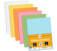 Cheng-- 12 Chemises Cartonnées A4 ¿ 250g/M², Carton Recyclé Rigide, 6 Couleurs Assorties ¿ Écologiques, Certifiées Ange Bleu, Made In Germany