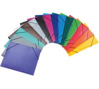 Cheng-19522 Lot De 3 Porte-Documents A3 En Plastique Pour Enfants Avec Rabats Intérieurs Et Bande Élastique Marron Translucide
