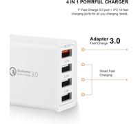 Cheng-2 Pack Chargeurs Usb, Adaptateur De Charge Usb 4-Ports Avec Chargeur Rapide Intelligent Qc 3.0 33w Multi-Alimentation Pour Iphone 15/14/13/12/11/Samsung Galaxy S23/22/S21/S20/Xiaomi/Huawei Etc.