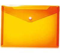 Cheng-20057 Porte-Documents A5 Transparent Orange, Petites Pochettes Transparentes Avec Bouton-Pression, Enveloppe En Plastique Pour École, Université, Bureau, Voyage