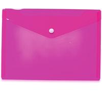 Cheng-20058 Porte-Documents A5 Transparent Rose Rose - Petites Poches Transparentes - Enveloppe Avec Bouton Pression - Enveloppe En Plastique Pour L'école, L'université, Le Bureau, Les Voyages