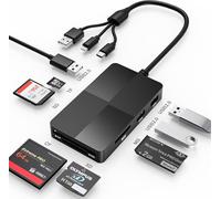 CHENG-8 en 1 Lecteur Carte Memory Stick Pro Duo, SD/MS/TF/CF/XD Card Reader avec 3 connecteurs USB 2.0, Lightning+USB A+USB C, Multi Card Reader Prenant en Charge OTG