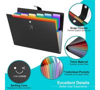 Cheng-Abclife Trieur 7 Compartiments A4, Plastique Extensible Accordéon Dossiers De Fichiers Document Organiseur A4 Classeur Et Trieur À Documents 7 Poches Avec Fermeture Snap Pour L'école Et Bureau
