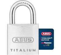 CHENG-ABUS Titalium 64TI/25 gl.-6256 - même clé - corps de serrure en aluminium spécial - anse en acier trempé - niveau de sécurité ABUS 3 - argent