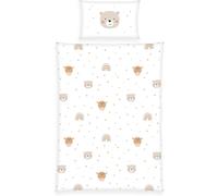 Cheng-Babybest Parure De Lit D'hiver Little Friends, Taie D'oreiller 40 X 60 Cm Avec Rabat Hôtel, Housse De Couette 100 X 135cm, Avec Fermeture Éclair, 100% Coton/Flanelle