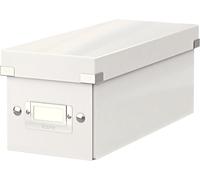 CHENG-Boîte de rangement Click & Store, Format CD (14,3 x 13,6 x 35,2 cm), adapté aux CD et autres objets, Pour le bureau et la maison, Montage bouton pression, Carton recyclé à 84%, Blanc, 60410001