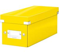 CHENG-, Boîte de rangement Click & Store, Format CD (14,3 x 13,6 x 35,2 cm), adapté aux CD et autres objets, Pour le bureau et la maison, Montage bouton pression, Carton recyclé à 84%, Jaune, 6041001