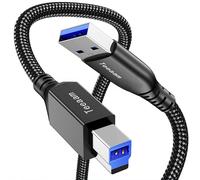 CHENG-Câble USB 3.0 A mâle vers B mâle, 2 m USB de type A vers B en nylon, compatible avec station d'accueil, disques durs externes, scanner, etc. (Noir)