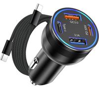 Cheng-Chargeur Allume Cigare, 4 Ports 65w Chargeur Allume Cigare Usb Rapide, Chargeurs Prise Allume Cigare 12v Pour Iphone 16 15 14 13 12 11 Pro Max Mini Plus Samsung S24 S23 Huawei Ipad Airpods Swit