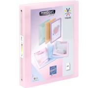 Cheng-- Classeur Souple A4 Maxi Personnalisable - 4 Anneaux - Dos 4cm - Pour Documents A4 - Rose Translucide