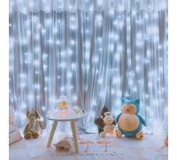 Cheng-Cortina De Luz 3x3m 300 Luces Led De Cascada Con 8 Patrones De Iluminación Cortina De Luz Impermeable Para Jardín Al Aire Libre Y Decoraciones De Habitaciones Interiores Año Nuevo, Fiesta, Boda
