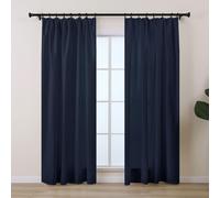 Cheng-Cortina Opaca Azul Marino, Cortinas Con Plisado De Lápiz Para Riel, Juego De 2 Cortinas Translúcidas, Para Sala Y Dormitorio, 245 Cm De Largo, Translúcido