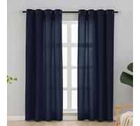 Cheng-Cortina Opaca Azul Marino, Juego De 2 Cortinas Con Ojales, Para Sala Y Dormitorio, Translúcidas Con Privacidad, 225 Cm De Largo, Translúcido Liso