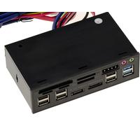 CHENG-Façade Avant pour Baie 5.25 Multi Ports : CF SD MicroSD MMC USB2 USB3 eSATA SATA Audio 12V 5V