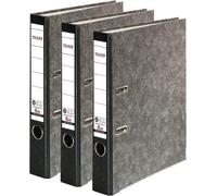 Cheng-Falken Lot De 3 Classeurs Écologiques Recycling. Fabriqué En Allemagne. 5 Cm, Din A4, Dos Noir. Revêtement Extérieur En Papier Marbré.