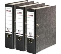 Cheng-Falken Lot De 3 Classeurs Écologiques Recycling. Fabriqué En Allemagne. 8 Cm, Din A4, Dos Noir. Revêtement Extérieur En Papier Marbré.