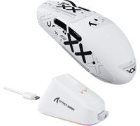 CHENG-G3PRO Gaming Mouse with Magnetic Charging Dock, PixArt PAW3311 Gaming Sensor, BT/2.4G Wireless/Wired Gaming Mouse with Grip Tape, 25000 DPI, Gamer Mice for Win11/Xbox/PS/Mac (White)
