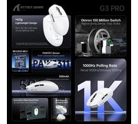 CHENG-G3PRO Gaming Mouse with Magnetic Charging Dock, PixArt PAW3311 Gaming Sensor, BT/2.4G Wireless/Wired Gaming Mouse, 25000 DPI, Gamer Mice for Win11/Xbox/PS/Mac (Berry Red)