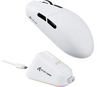 CHENG-G3PRO Gaming Mouse with Magnetic Charging Dock, PixArt PAW3311 Gaming Sensor, BT/2.4G Wireless/Wired Gaming Mouse, 25000 DPI, Gamer Mice for Win11/Xbox/PS/Mac (White)