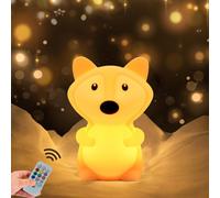 Cheng-Grande Renard Veilleuse Pour Enfants, Lampe De Chambre À Coucher, Lampe De Chevet En Silicone Portable,Lampe De Chambre De Bébé,Luminosité Et Couleur Réglables/Réglage De L'heure