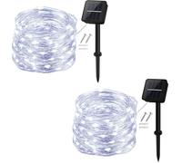 CHENG-Guirlande Lumineuse Solaire, Exterieur Étanche Lumières de Jardin 120 LED 2 Pack 8 Modes 12m pour Jardin, Terrasse, Cour, Maison, Arbre de Noël, Fête Party Décoration(Blanc Froid)