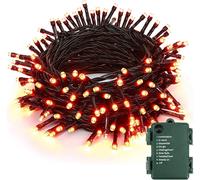 CHENG-Halloween Décoration Extérieur, 10M 100 LED Automne Guirlande Lumineuse Orange à Piles 8 Modes Etanche Lumières de Noël Décoration pour Intérieur Chambre Festival Thanksgiving Arbre