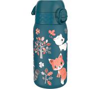 Cheng-Ion8 Gourde Enfant, Inox Léger, 400ml, Non Isolé, Anti-Fuite, Facile À Ouvrir, Verrouillage Sécurisé, Lavable Au Lave-Vaisselle, Poignée De Transport, Acier Inoxydable, Animaux De La Forêt