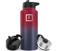 Cheng-Iron Flask Bouteille D'eau De Sport - 32 Oz, 3 Couvercles (Couvercle En Paille), Acier Inoxydable Isolé Sous Vide, Chaud Froid, Moderne À Double Paroi, Tasse Thermo Simple (Arc-En-Ciel Foncé)
