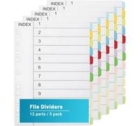 Cheng-Lot De 5 Intercalaires Classeur A4 Intercalaire Alphabétique A4 Intercalaires À Anneaux Intercalaire 12 Onglets Numérotées 1-12