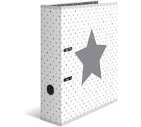 Cheng-Motif Classeur À Levier A4 Étoiles Blanc Á Points, Dos De 7 Cm, En Carton Robuste, Imprimé Entièrement À L'extérieur Et À L'intérieur