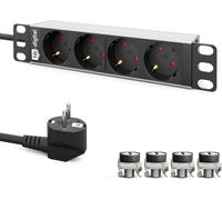 CHENG-Multiprise 10 Pouces 4 Voies pour Armoire de Serveur 1U - Profilé en Aluminium 230 VAC / 16 A - pour armoires réseau, Racks de Serveur avec Fixation - Distribution d'énergie comp