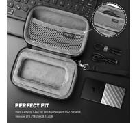 CHENG-Procase Étui pour WD My Passport Western Digital, Pochette Disque Dur Externe SSD 1TB 2TB 256GB 512GB, Housse de Protection Portable Antichoc avec Emplacements pour Cartes et Accessoires