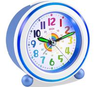 Cheng-Réveil Enfant Fille Garçon,Horloge Analogique Pédagogique Sans Tic-Tac Avec Veilleuse Et Snooze,Cadeau Pour Chambre D'enfant, École, Anniversaire (Marine)