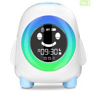 Cheng-Réveil Enfant, Réveil Matin Éducatif Enfant Avec 2200mah Rechargeable Avec 2 Alarmes 3 Luminosité 5 Sonneries 5 Couleurs 8 Musique Fonction Snooze Lampe Reveil Pour Enfant Chambre À Coucher